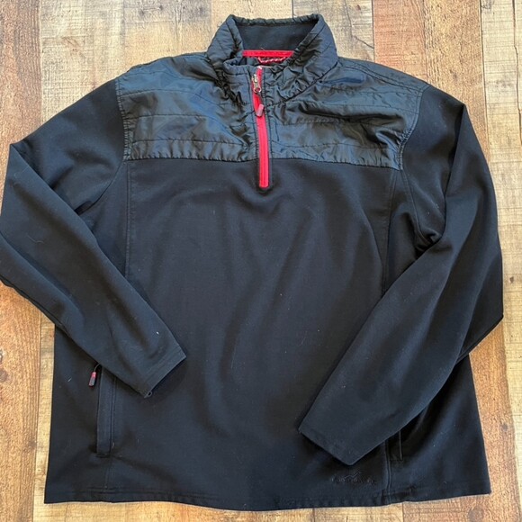 Eddie Bauer Men's Black Pullover Mixed Fabric Fleece Pockets XXL - Picture 9 of 9